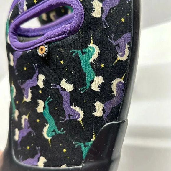 Bogs Boots Snow Winter Insulated Rain Pull On Waterproof Unicorn Black Kids 6 - Picture 7 of 11